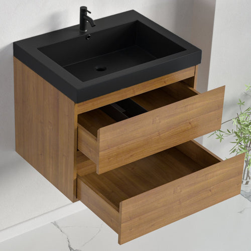 LOMAZOO badkamermeubel Monaco - zwevend - zwart - warm eiken - 60 cm