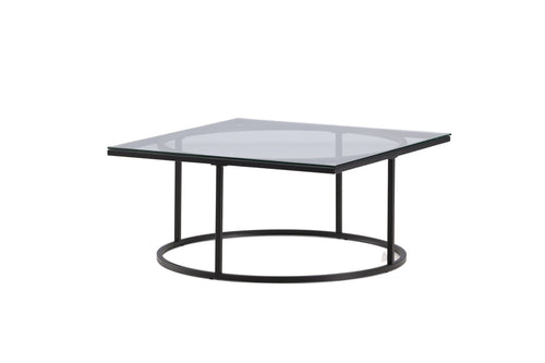 Rebellenclub Salontafel Glesborg - 90 x 90 cm - zwart met glas