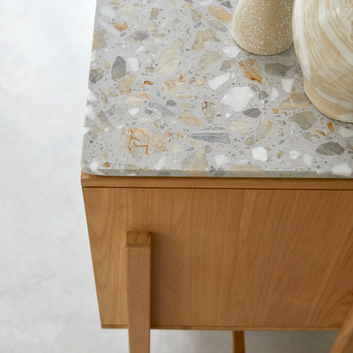 Tikamoon Buffetkast van massief teakhout en premium terrazzo 160 cm - Naturel