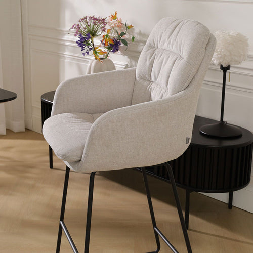 Nolon Nino-Mia Barkruk Beige - met Armleuning - Zwart - 65 cm