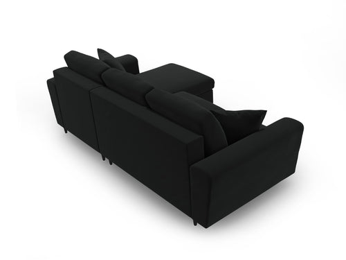 Cosmopolitan Design Omkeerbare converteerbare hoekbank met opbergdoos Kyoto 4-zits, flueel zwart - 145x241x88cm