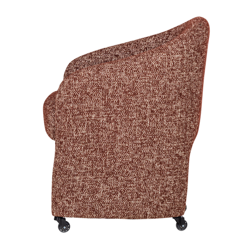 WOOOD eetkamerstoel met wielen Cordo - Melange - Roestbruin - 83x64x64