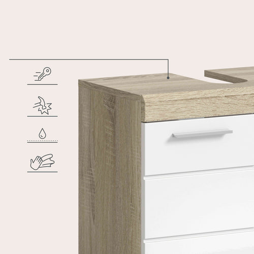 Furnilux Badkamercombinatie Lambada Met Hoge Kast Eik/Wit Hoogglans 186 Cm 4-Delig
