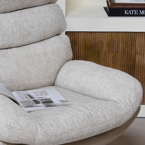 Giga Meubel Fauteuil Liane - Stof/Metaal - Beige - Met Voetenbankje - vtwonen shop