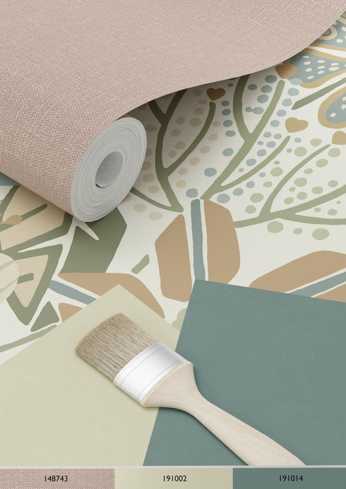 ESTAhome behang bloemmotief beige, blauw en groen - 53 cm x 10.05 m - 139676