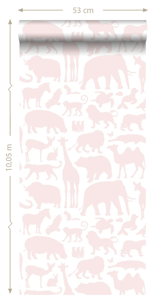 ESTAhome behang dieren zacht roze - 53 cm x 10.05 m - 139052