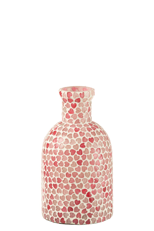 J-Line vaas Hart Mozaiek - glas - roze - large - Ø 10.5 cm