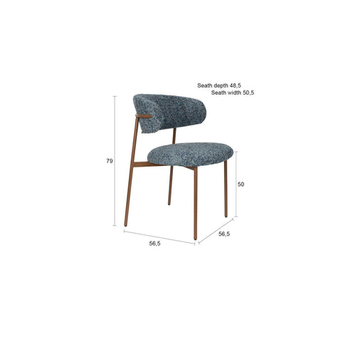 Housecraft Living Claes Eetkamerstoelen Gemêleerd Blauw - Set van 2