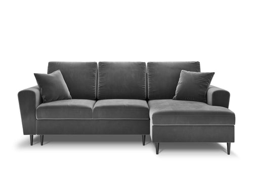 Cosmopolitan Design Converteerbare hoekbank rechts met opbergdoos Kyoto 4-zits, flueel, lichtgrijs - 145x241x88cm