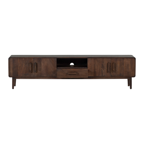 WOOOD tv meubel 200 cm Liya - Mangohout - Donkerbruin - 50x200x35
