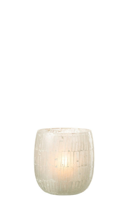 J-Line windlicht Mozaiek - glas - lichtgrijs - large - vtwonen shop