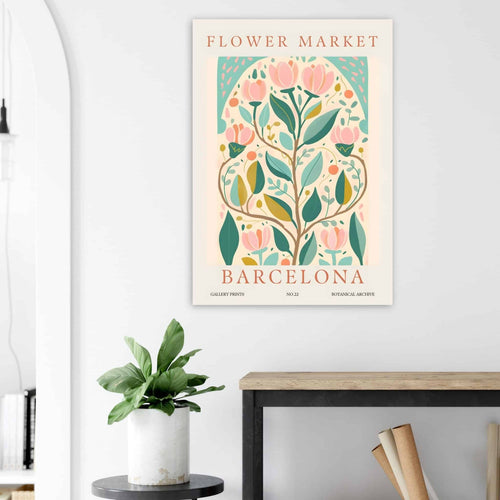 Artfulprints Poster Flower market - Barcelona   - 70x100 cm - Meerkleurig