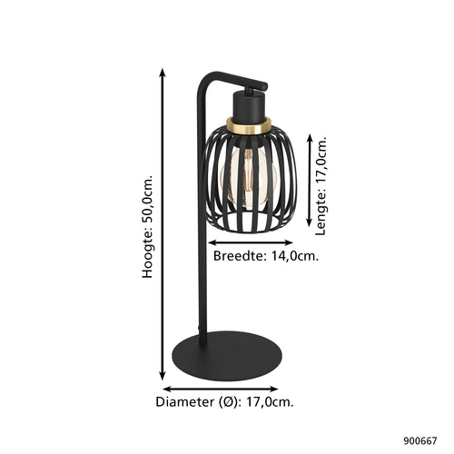 EGLO tafellamp Pocicas - e27 - 50 cm - zwart/goud - vtwonen shop