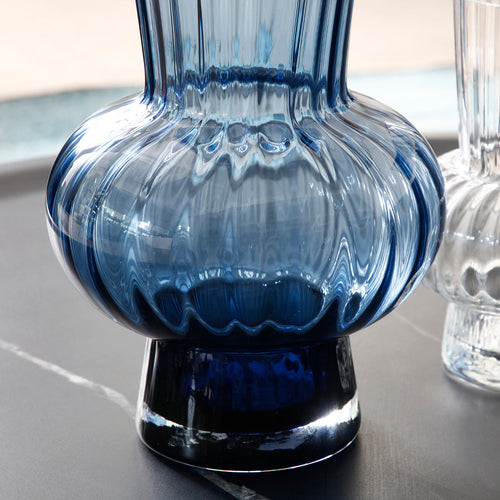 Sia Deco Vaas Decoratief - blauw - glas - H32 - vtwonen shop