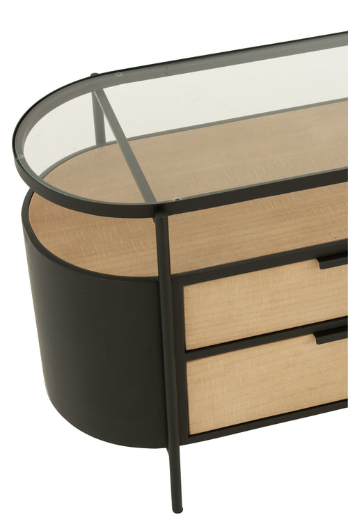 J-Line kast Ivy - ijzer - naturel/zwart
