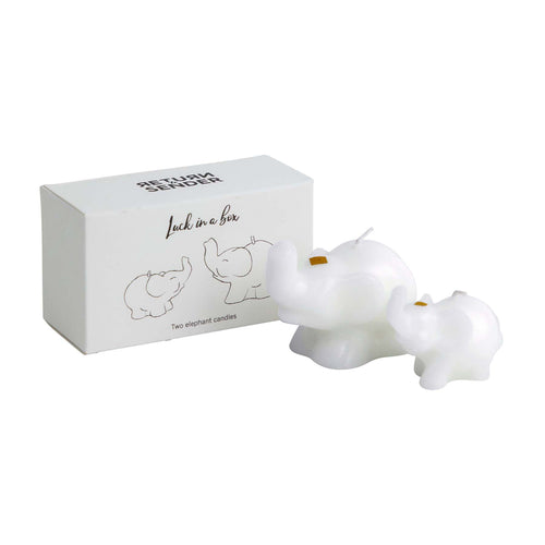 Return to Sender Kaars wit 2 olifantjes in craft doosje - vtwonen shop