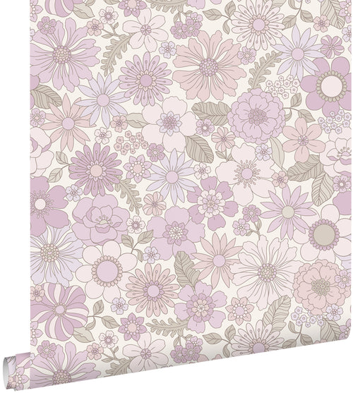 ESTAhome behang retro bloemen lichtpaars - 50 x 900 cm - 131246 - vtwonen shop