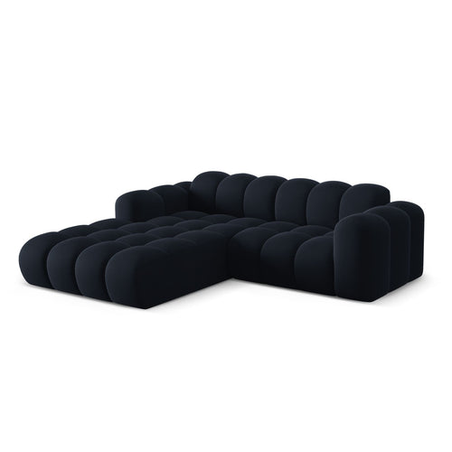 Cosmopolitan Design - Linker hoekbank Treno 3-zits, flueel donkerblauw - 184x240x70cm