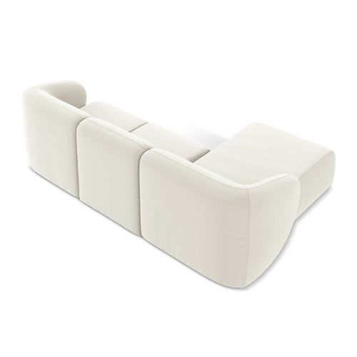 LaMiaSofa hoekbank links Cervo - velours - lichtbeige - 248x166x75
