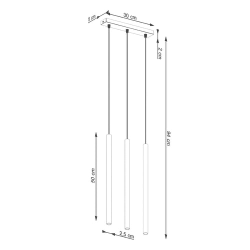 Sollux Lighting Hanglamp PASTELO 3 rood oker - 30x5x94cm