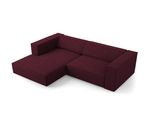 Cosmopolitan Design linker hoekbank Arendal 3-zits, chenille met ribbeleffect, robijn - 166x224x70cm