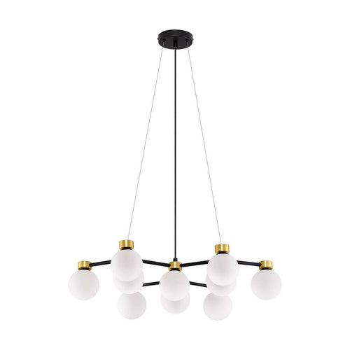 Nova Luce OVALINO Hanglamp met meerdere armen voor plafondmontage in opaal, satijngoud en matzwart, LED G9 10x5W