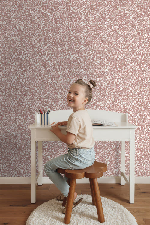 ESTAhome behang bloemetjes oudroze - 50 x 900 cm - 131255