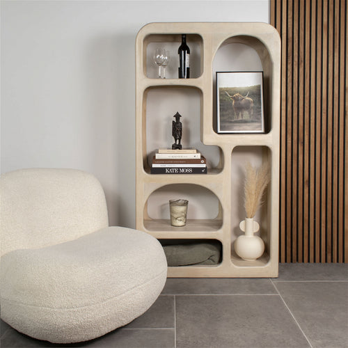 Giga Meubel Vakkenkast Yuki - Mangohout - Beige - 90x34x161cm - vtwonen shop