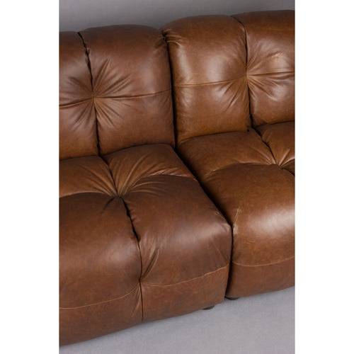 Dutchbone Hackman 3-zitsbank Leer Chocolade Bruin - vtwonen shop