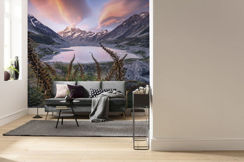 Sanders & Sanders fotobehang landschap grijs, groen en blauw - 450 x 280 cm - 612702