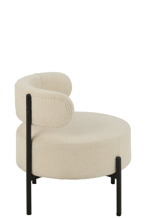 J-Line loungestoel Bouclé - multiplex/polyester - wit/zwart