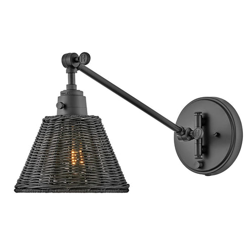 Hinkley Arti Dome Wandleuchte Modern Schwarz, Schwarzer Rattanschirm 1x E27