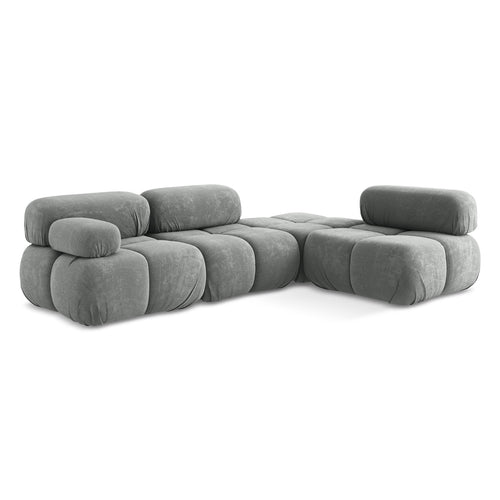 LaMiaSofa hoekbank rechts Sanremo - chenille stof - grijs - 285x190x70