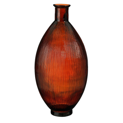Mica Decorations Firenza Fles Vaas - H59 x Ø29 cm - Gerecycled Glas - Donkerbruin