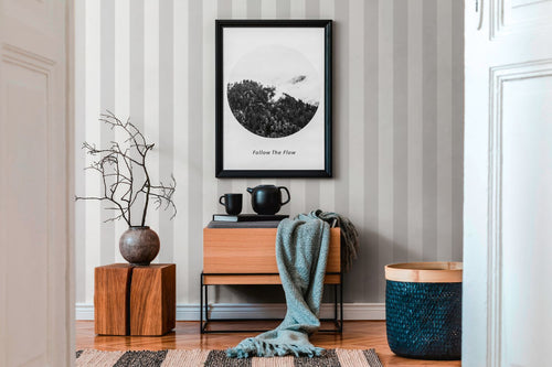 Livingwalls behang strepen groen grijs, crème en wit - 53 cm x 10.05 m - AS-314031 - vtwonen shop