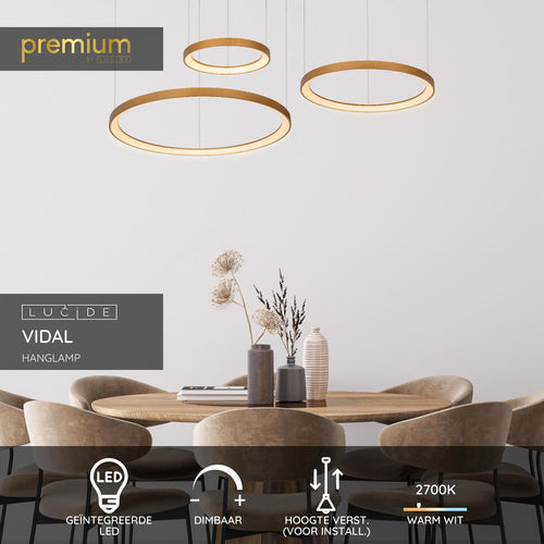 Lucide hanglamp VIDAL - Geïntegreerde LED - Mat Goud / Messing - vtwonen shop