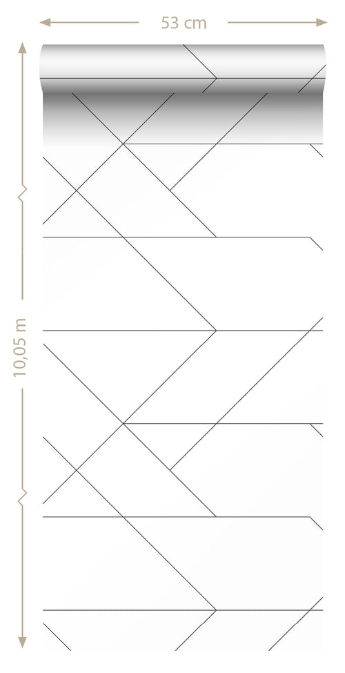 ESTAhome behang grafische lijnen zwart wit - 53 cm x 10.05 m - 139235