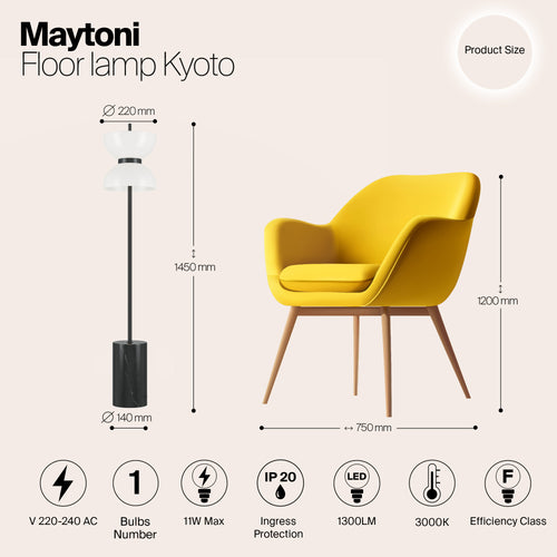Maytoni - Vloerlamp Kyoto - Zwart - Ø22 - vtwonen shop