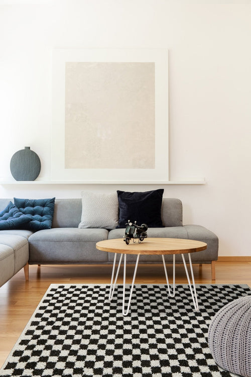 AFK Living vloerkleed Checkers - shaggy - zwart - 200 x 290 cm - vtwonen shop