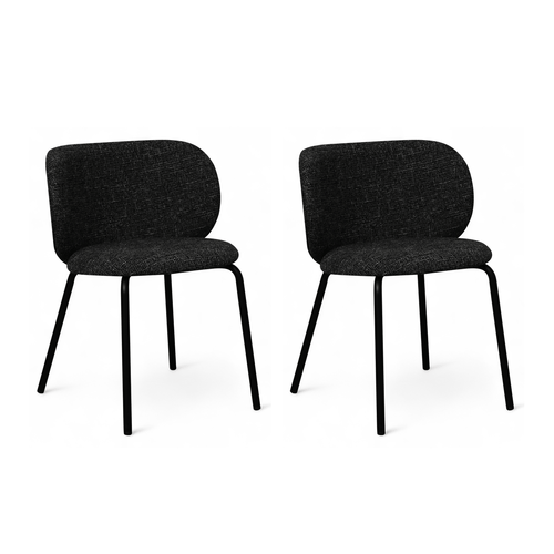 Furnhouse eetkamerstoel Nanna - Zwart - Stof (Bouclé) - Set van 2