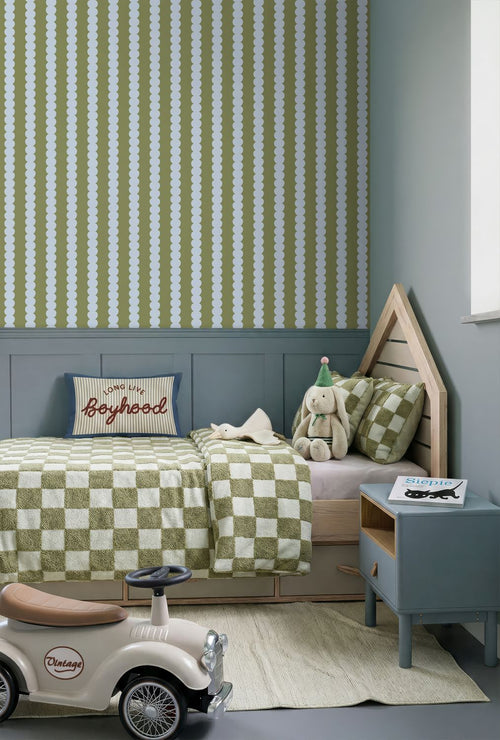 ESTAhome behang grafische print blauw en groen - 0.53 x 10.05 m - 131747