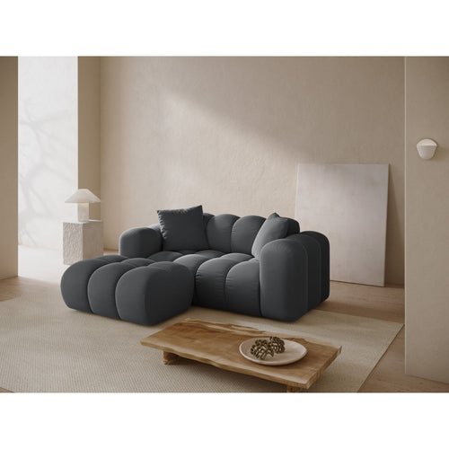 Cosmopolitan Design - Linker hoekbank Treno 2-zits, flueel grijs - 164x180x70cm