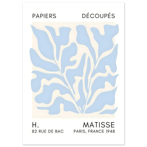 Artfulprints Poster Matisse – Seabed shapes light blue   - 50x70 cm - Blauw