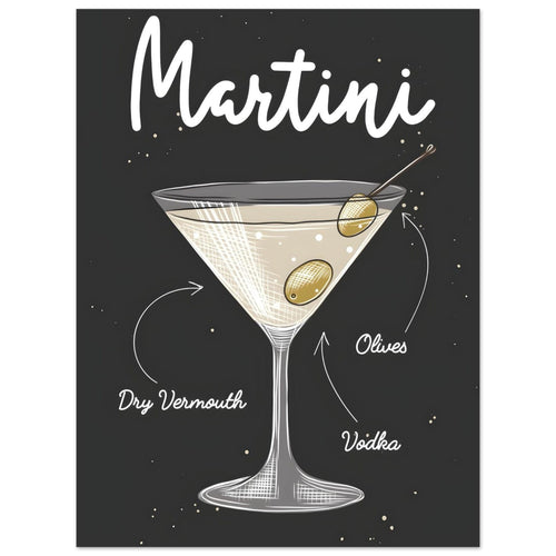 Artfulprints  Martini cocktail – Illustratie   poster 30x40 cm