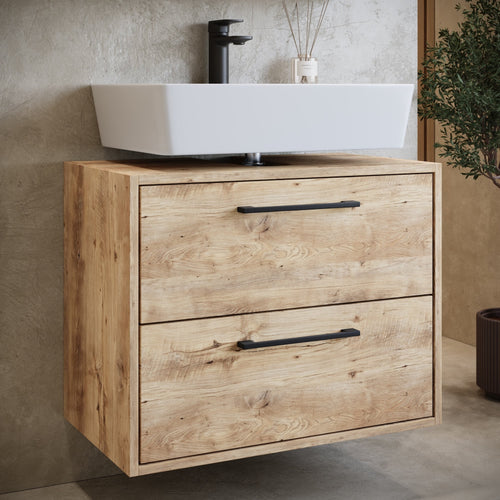 Badplaats Wastafelkast Florence 60 x 35 x 47 cm – Kastanje Eiken – Onderkast met Uitsparing