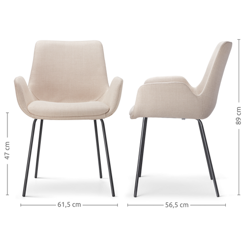 Nolon Nora-Eef Eetkamerstoel Beige - met Armleuning - Zwart