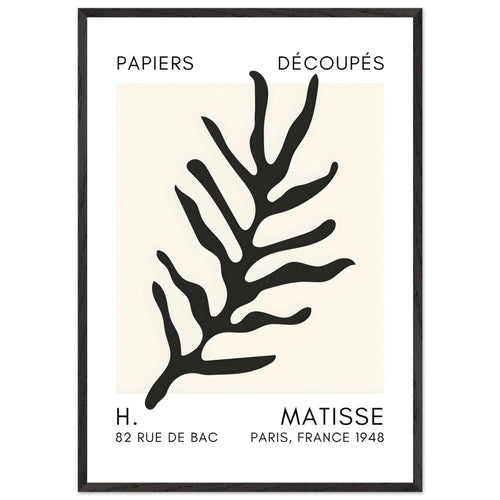Artfulprints Poster met Lijst Matisse – Ocean flora black   - 70x100 cm - Zwart