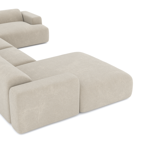 Sia Home - Grote panoramische U-bank MYRA - Fluweel met structuur - Beige - 354cm - vtwonen shop