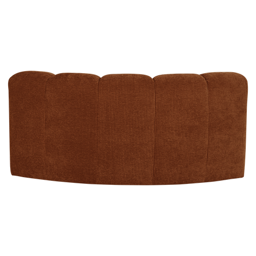 WOOOD eetbank halfronde hoek rugleuning Mojo - Rib - Roestbruin - 83x152x74