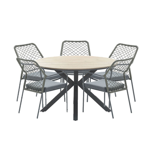 Garden Impressions tuinset Ross - Tulli mosgroen - light teak look - Ø148 cm